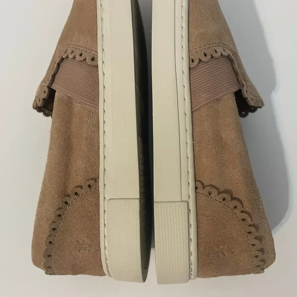 Frye Women’s Ivy Scallop Suede Slip On Sneakers Pale Blush Size 6.5